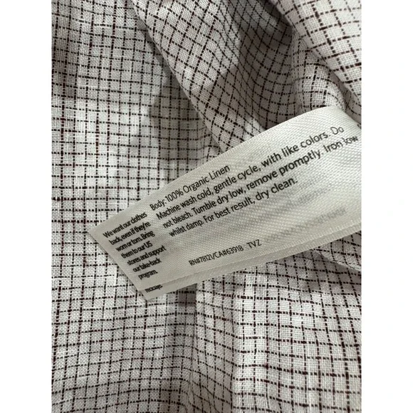 Eileen Fisher Grey Grid Check Linen Short Sleeve Button Down Shirt Size Large - Picture 10 of 10